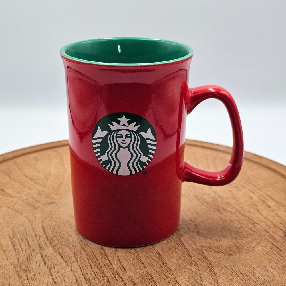Starbucks 2024 Holiday Coffee Mug Red Green Interior 10oz Siren Logo Ceramic Cup